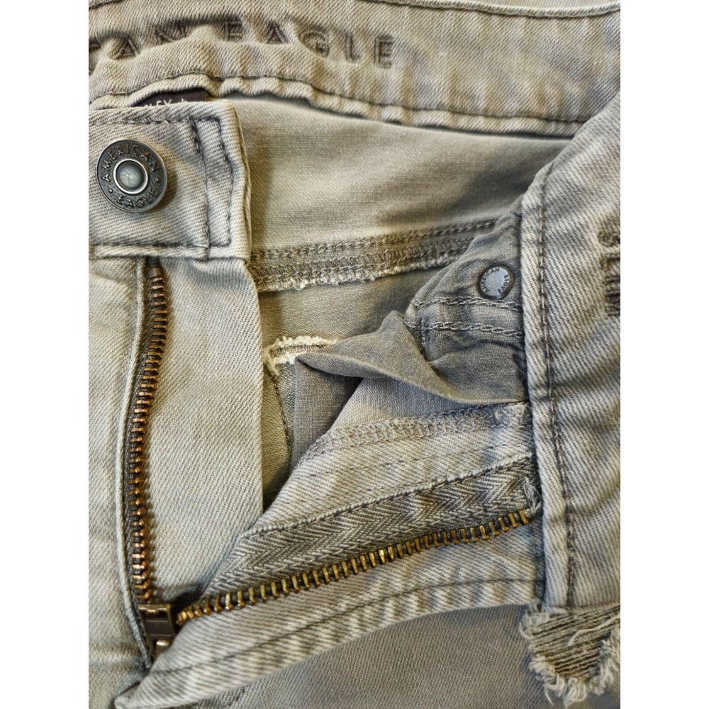 AMERICAN EAGLE Men's 29x32 AIRFLEX+ Distressed Slim Haze Gray Jeans (29x28.5) - Picture 12 of 16